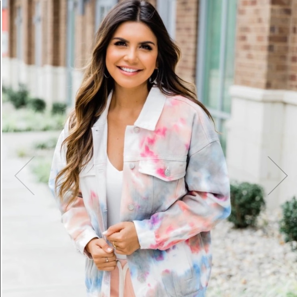 NWOT- Pink Lily Boutique Tie Dye Demin Jacket
